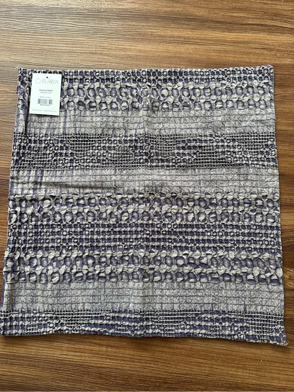 NWT Surya 18x18 Washed Waffle Pillow Cover Purple